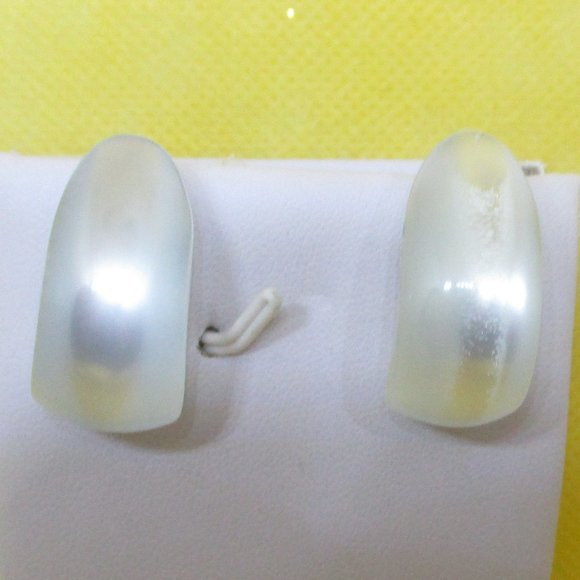 RICHELIEU STERLING SILVER Earrings Richelieu Blue Moonglow1/2 Hoop Screw Back - Picture 7 of 15